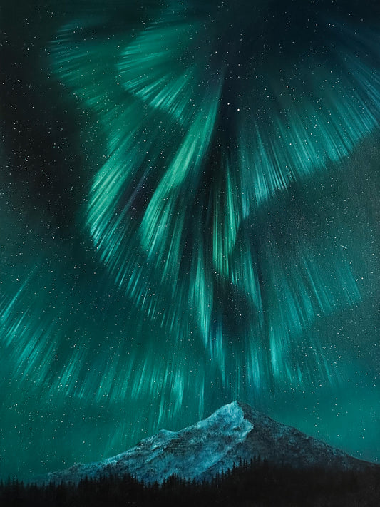 Frozen Mountain Beneath Northern Lights Limited 1st Edition Print