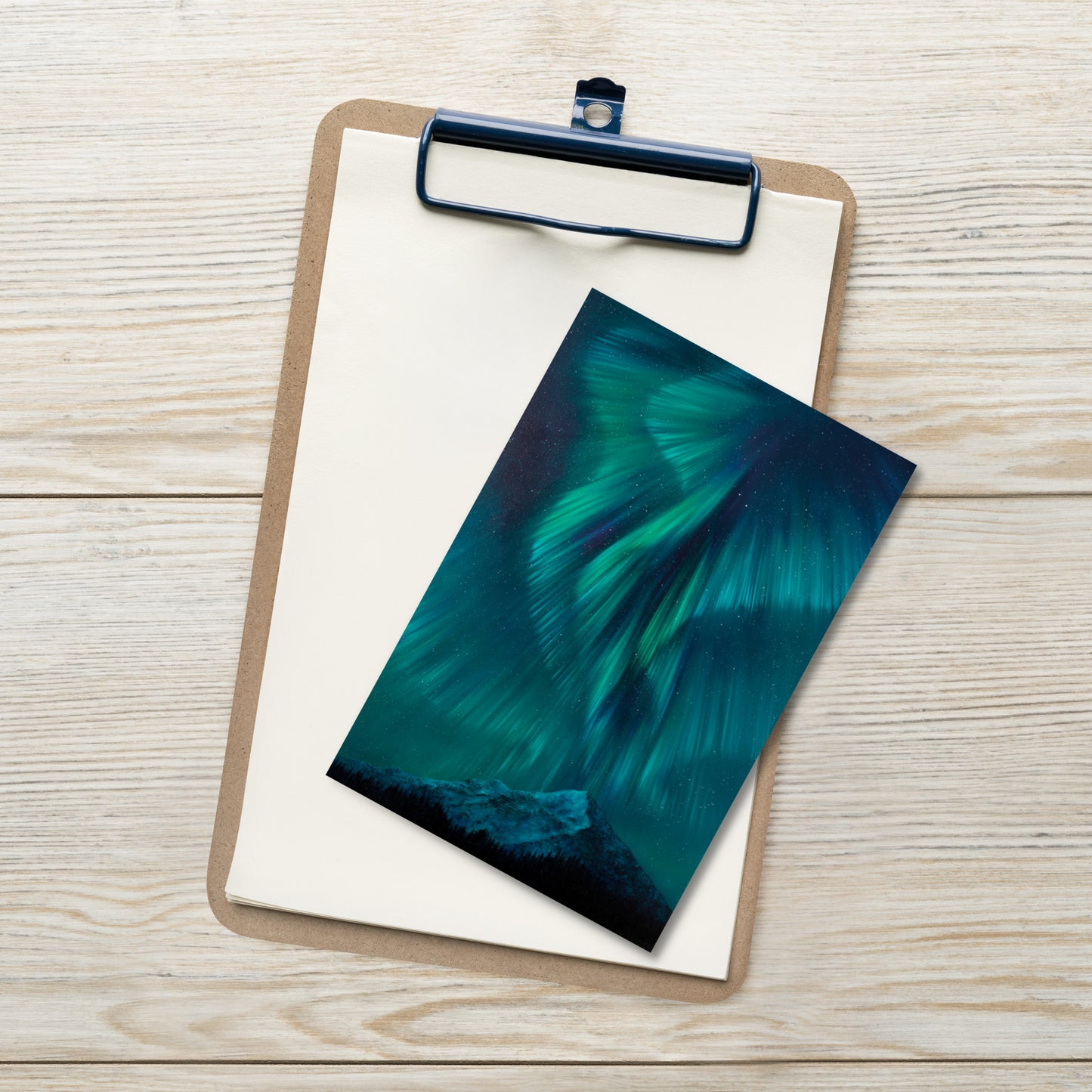 Frozen Mountain Beneath Northern Lights Postcard