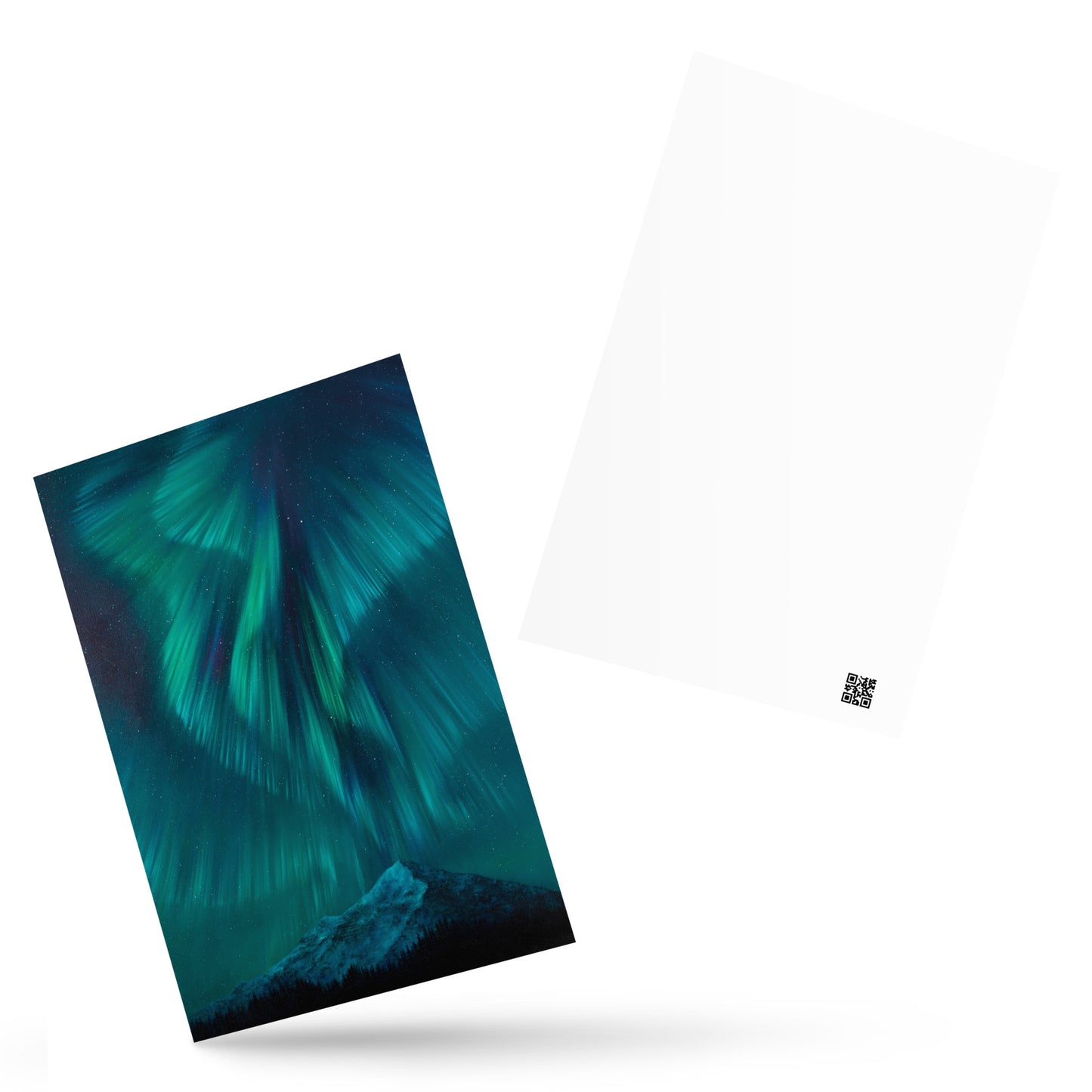 Frozen Mountain Beneath Northern Lights Postcard